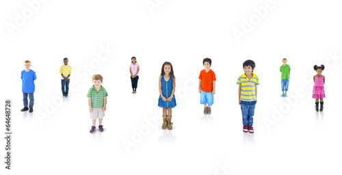 Multiethnic Children in a Row Smiling