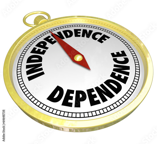 Independence Vs Dependence Compass Pointing Way Direction