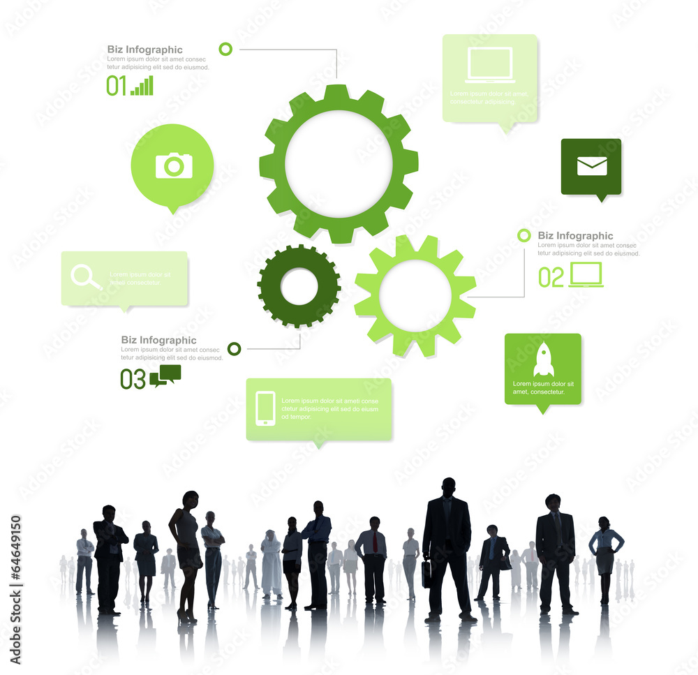 Silhouette of Business People Teamwork Infographic