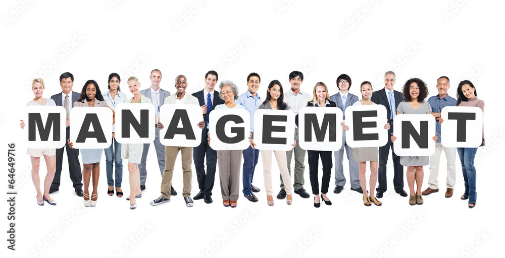 Group of Diverse People Holding Word Management