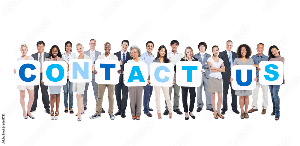 Group of Business People Holding Word Contact Us