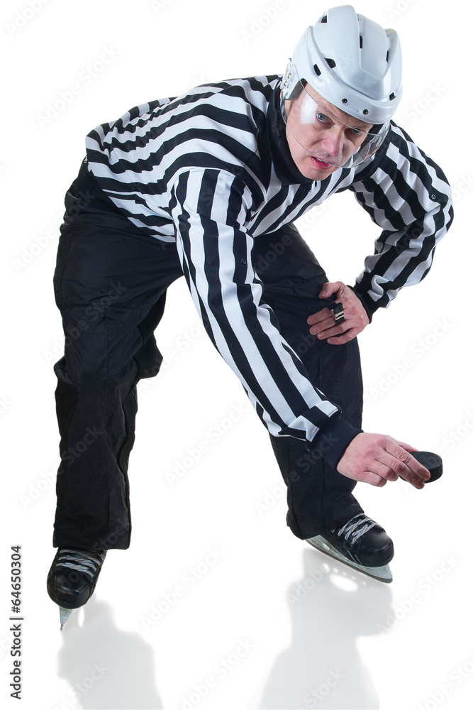 Referee on face off position Referee on face off position