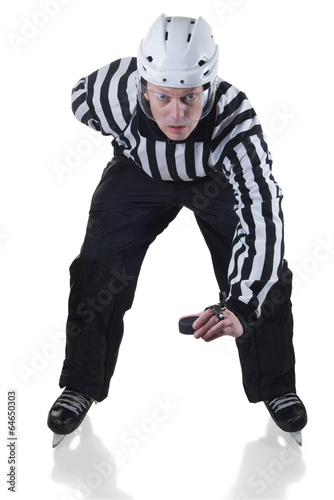 Hockey referee on face off position
