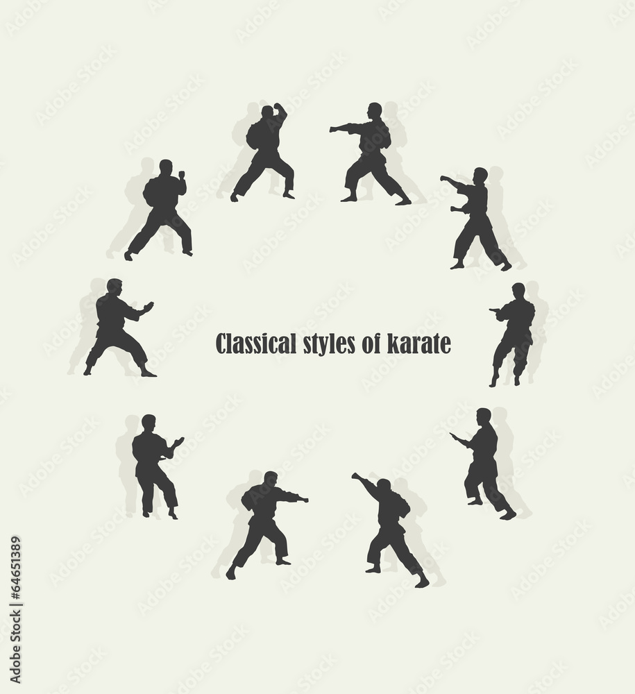 Illustration, men are engaged in karate