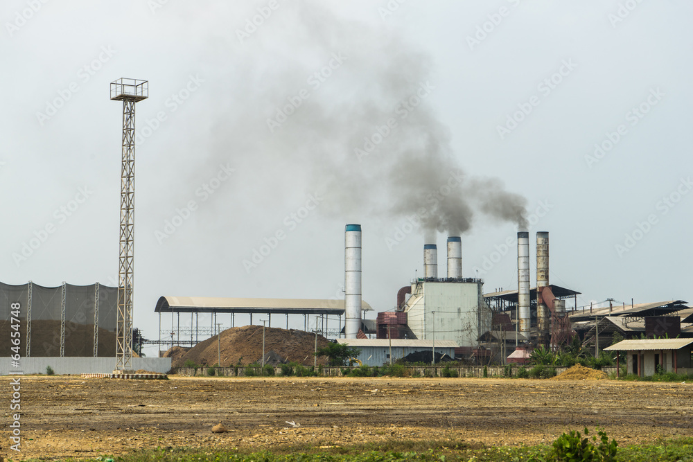 Chemical factory with smoke stack Chemical factory with smoke stack
