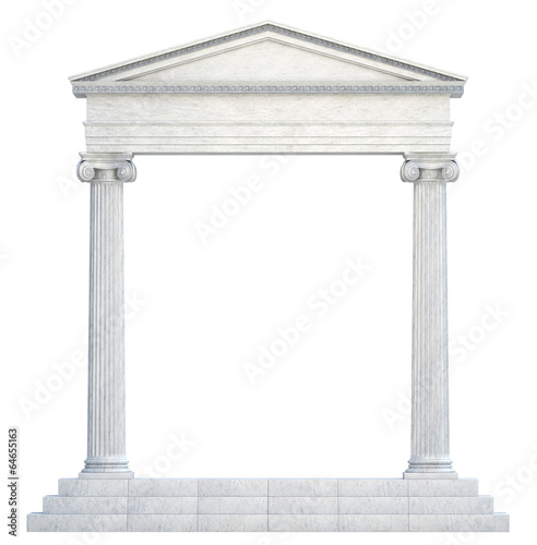 Fotografiet Columns and Arch isolated on White Background. Clipping path