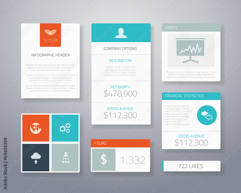 Flat ui business elements vector template Flat ui business elements vector template