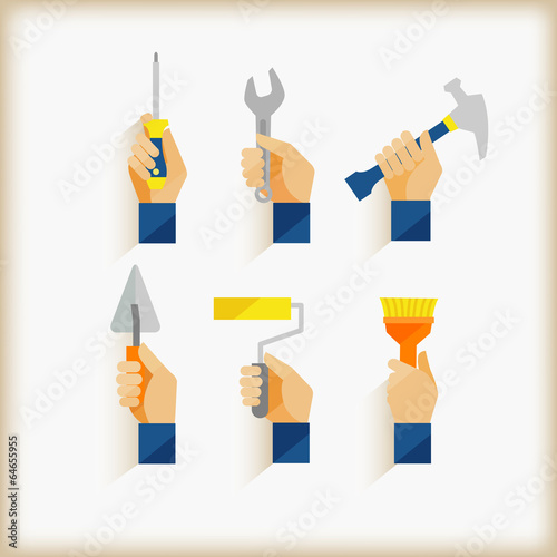 hand holding tools