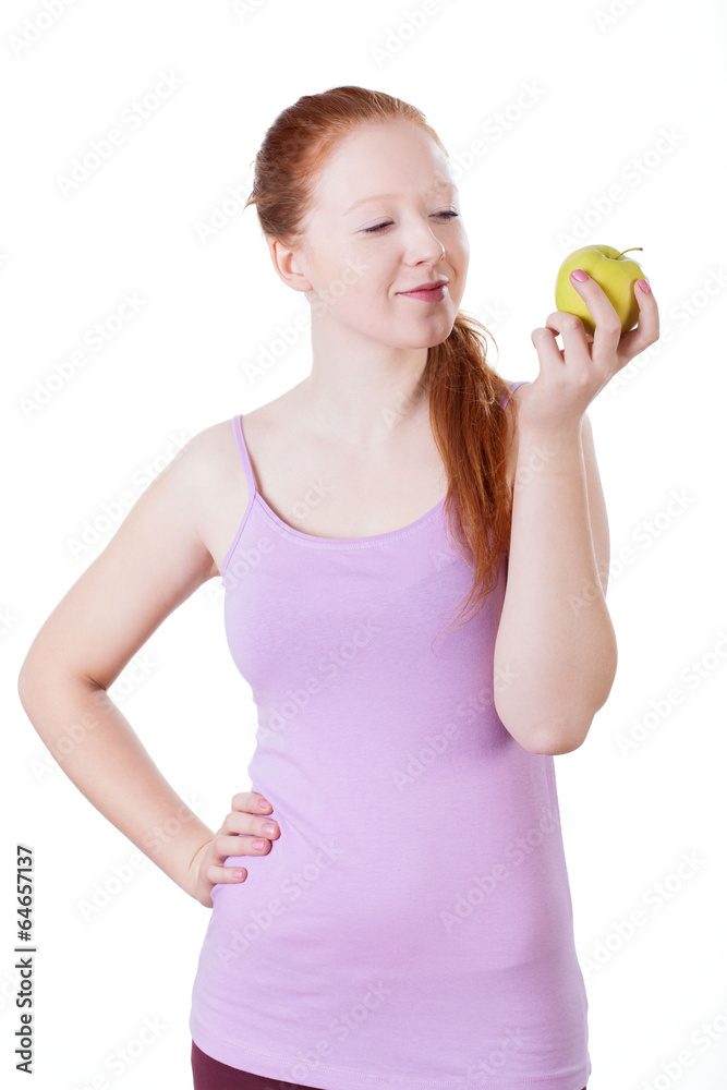 Girl eating apple