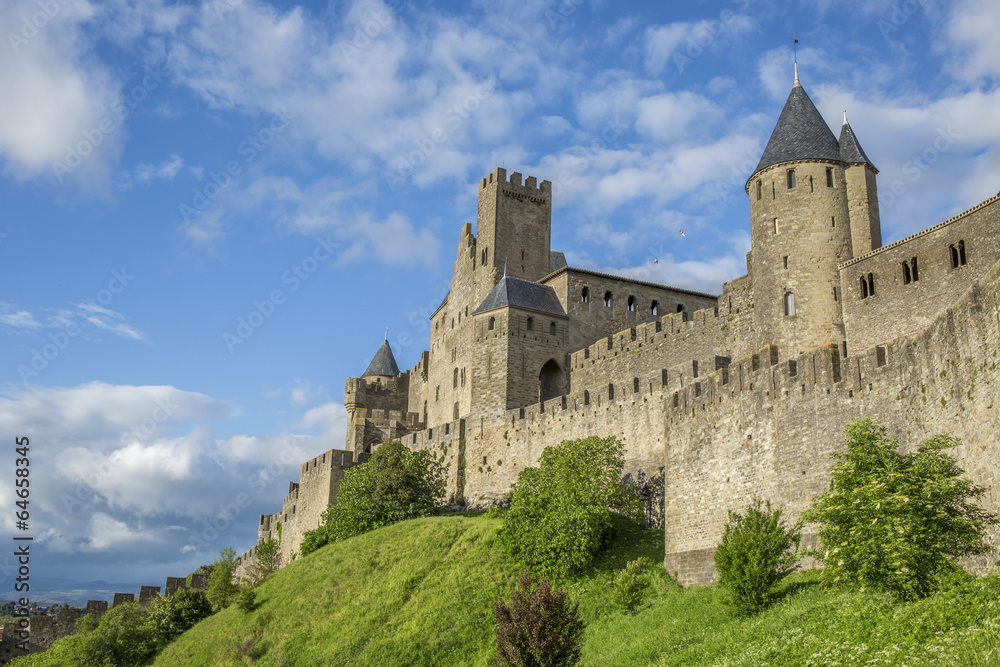 View of the ancient city of Carcassonne, France
