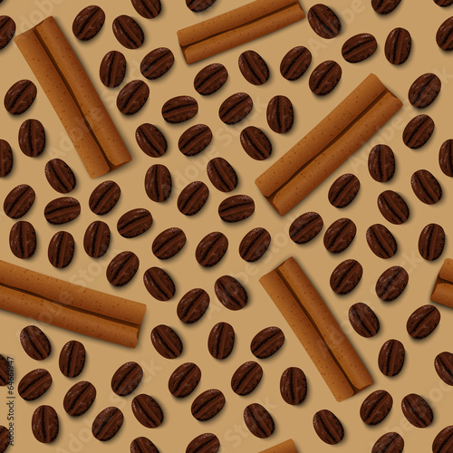 Coffee and cinnamon seamless pattern