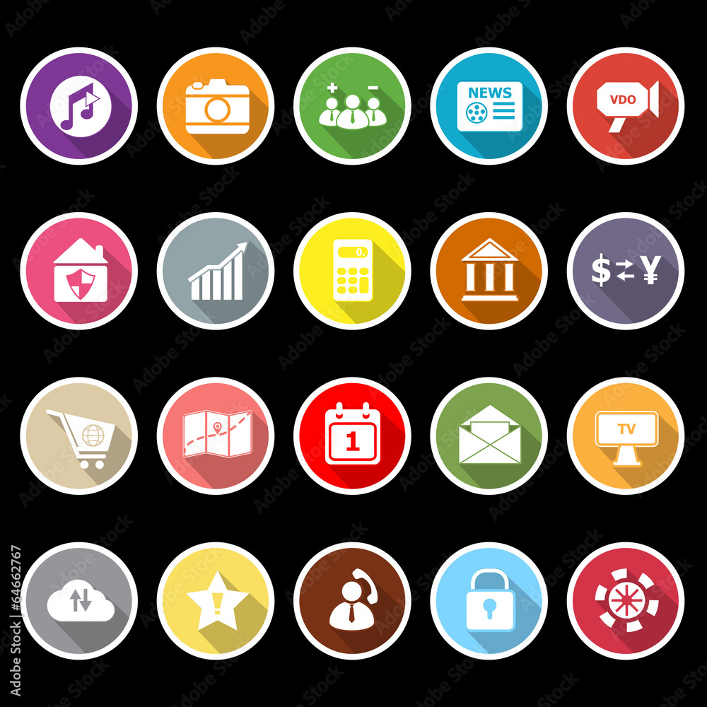 Smart phone icons with long shadow