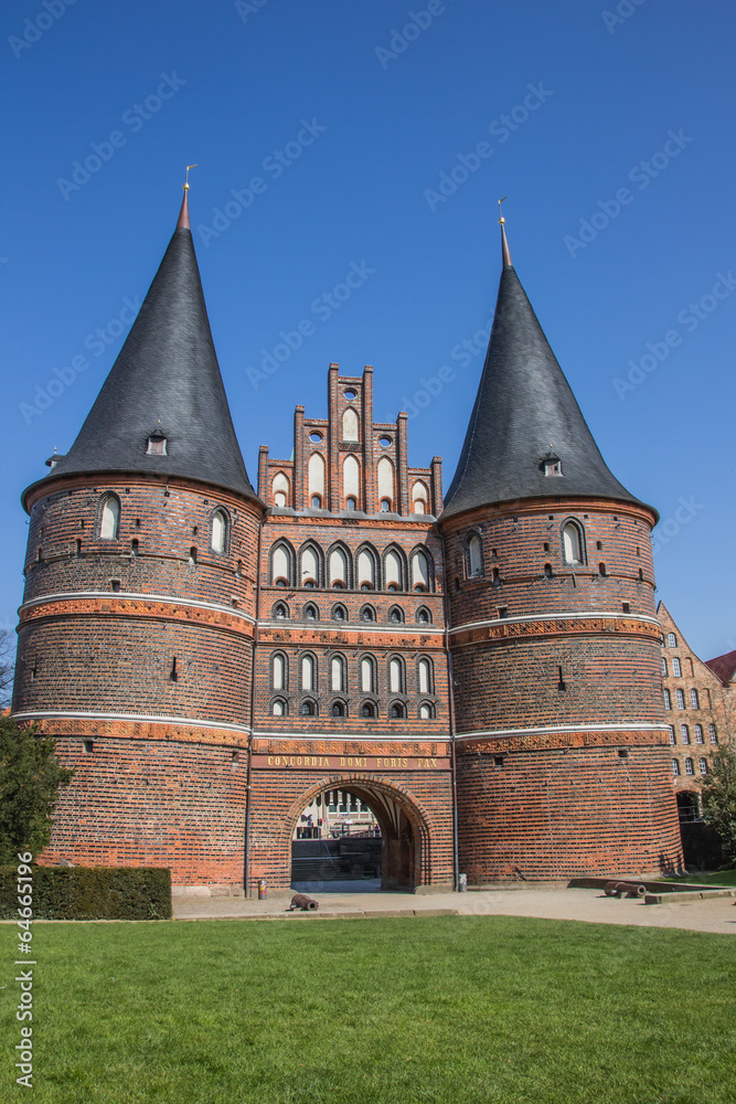 Front of the Holsten gate in Lubeck