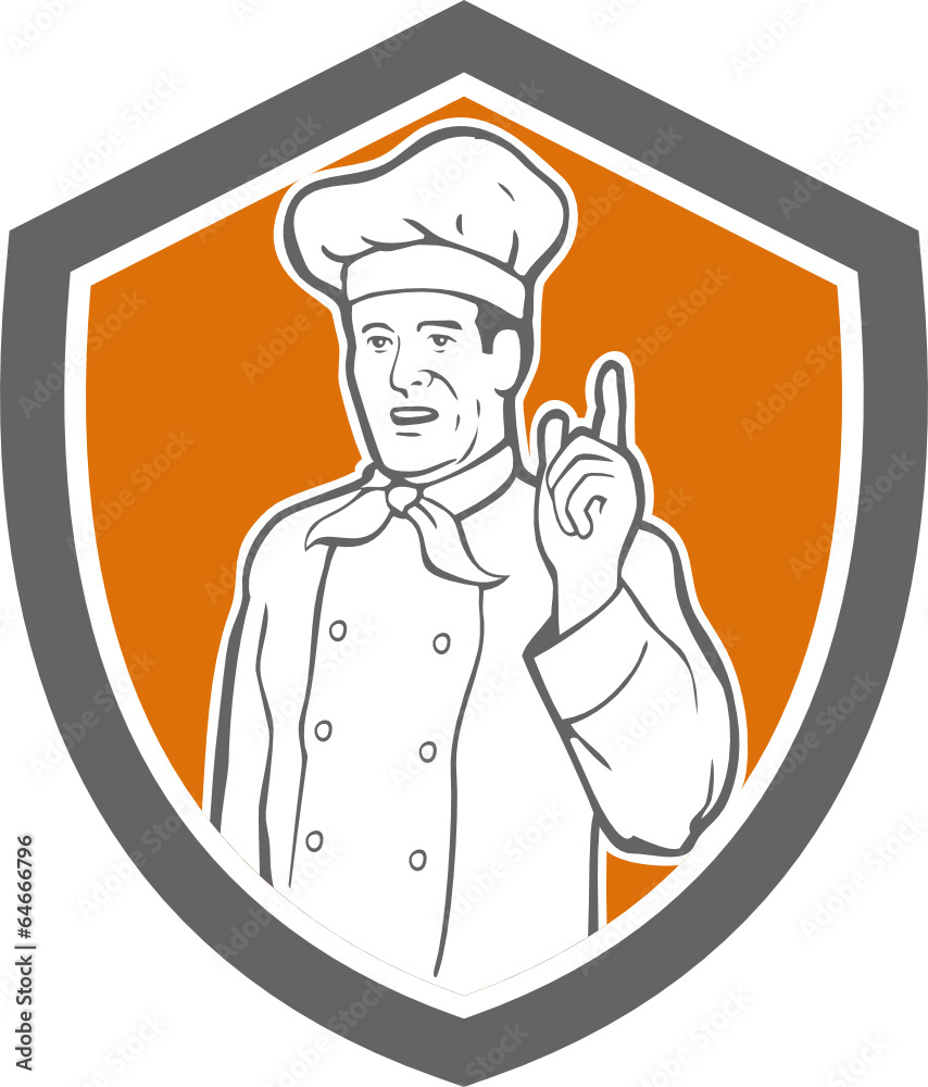 Chef Cook Baker Pointing Up Shield