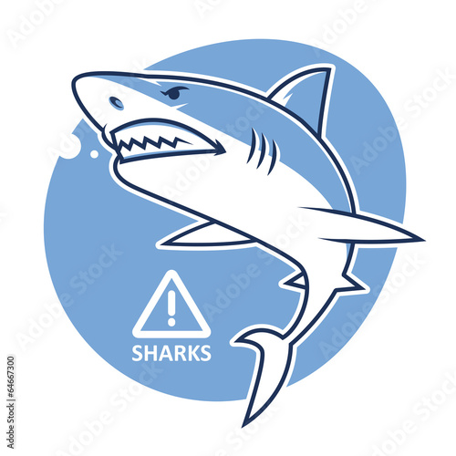 Evil shark warning sign