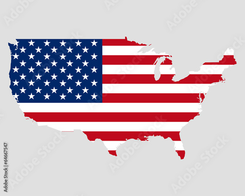 Karte und Fahne der USA