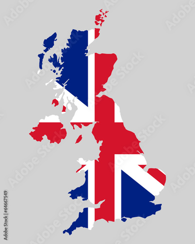Karte und Fahne von Großbritannien