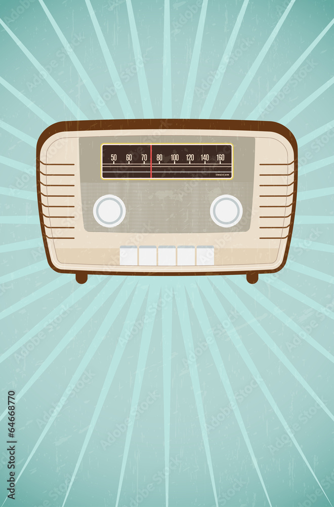 Fototapeta premium Vintage radio on retro grungy background