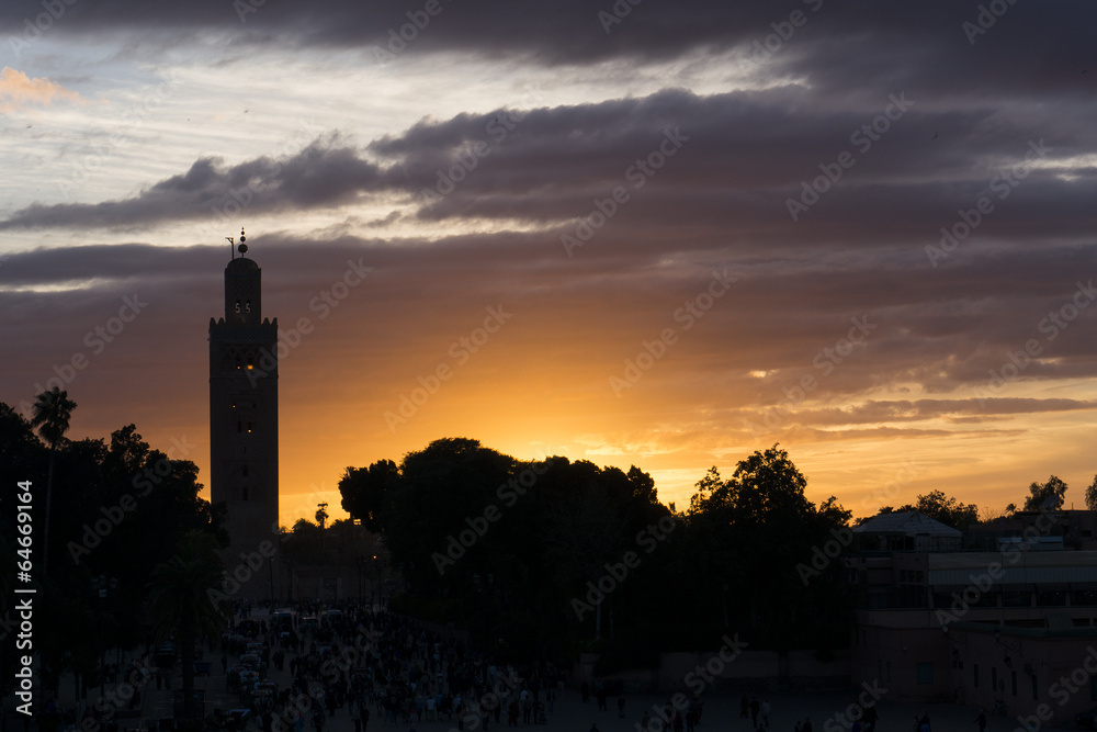 The Koutobia mosque in sunset, Marrakesh