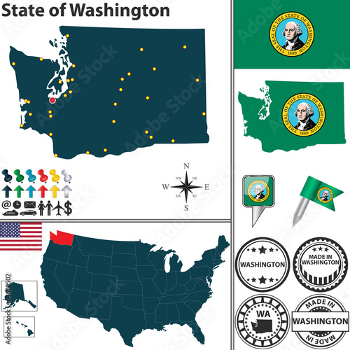 Map of state Washington, USA photo