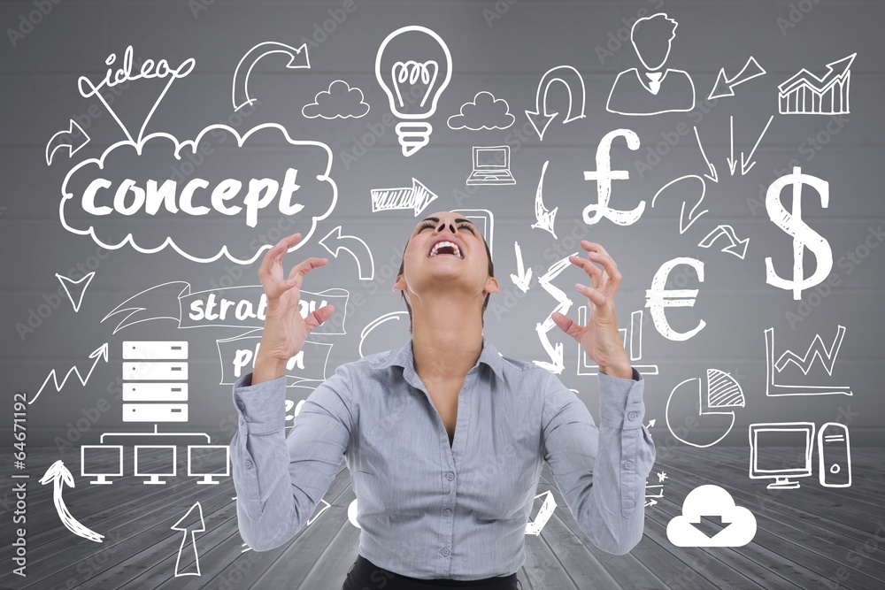Composite image of furious businesswoman gesturing Composite image of furious businesswoman gesturing