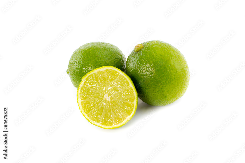 Limes and slice isolated Limes and slice isolated