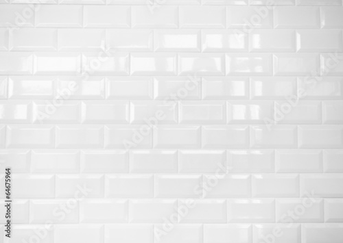 Fototapeta white ceramic brick tile wall,background