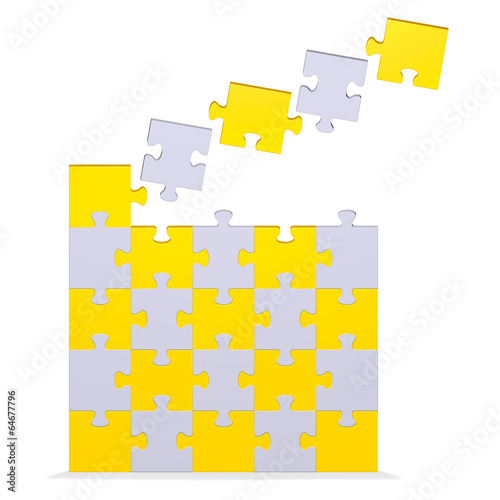 Big 3d puzzle with flying missing pieces