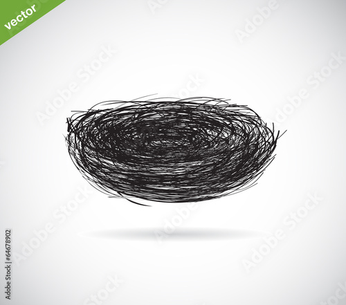 Vector of an bird's nest on white blackground.