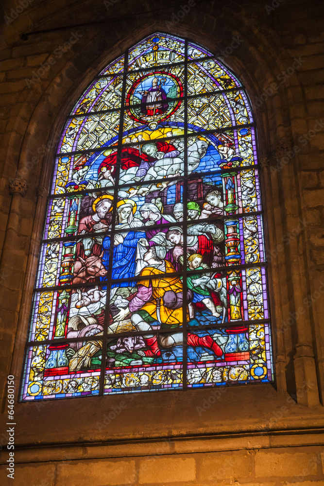 stained glass inside the catholic church