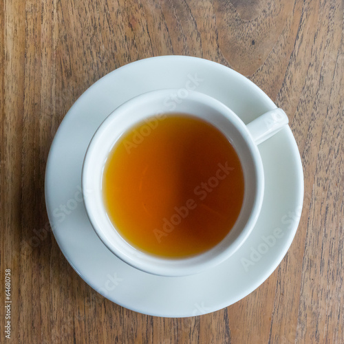 A cup of tea on wood table