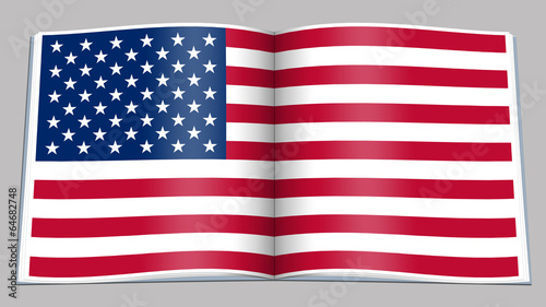 Fotografi U.S. flag depicted in an open book