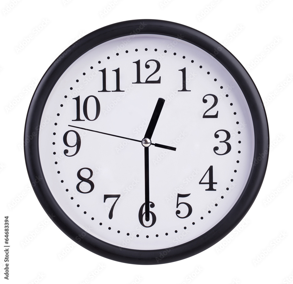 Office clock shows half of the first Office clock shows half of the first