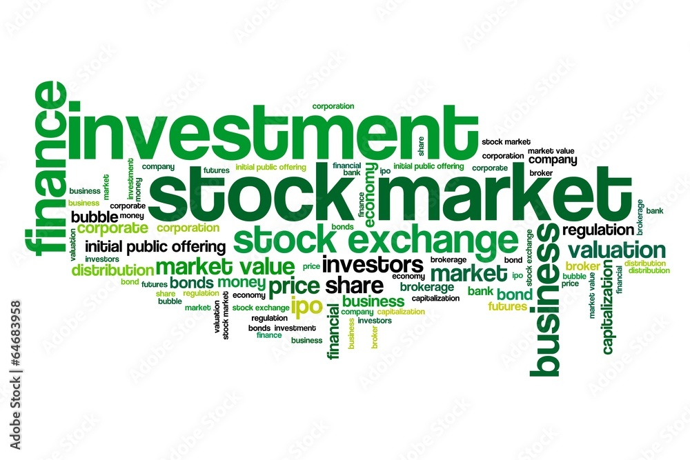 Stock investing - informative word cloud illustration Stock investing - informative word cloud illustration