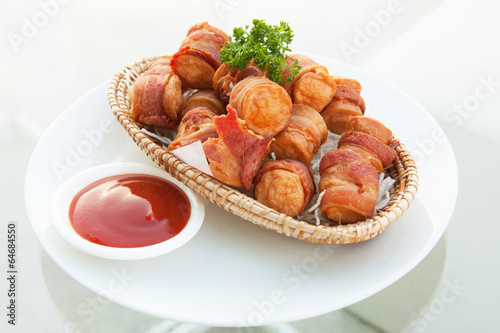 Deep Fried Bacon Wrapped Sausage