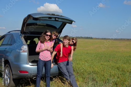 Family car trip on summer vacation, travel with kids