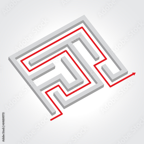 Labyrinth with arrow. Vector illustration. Business concept