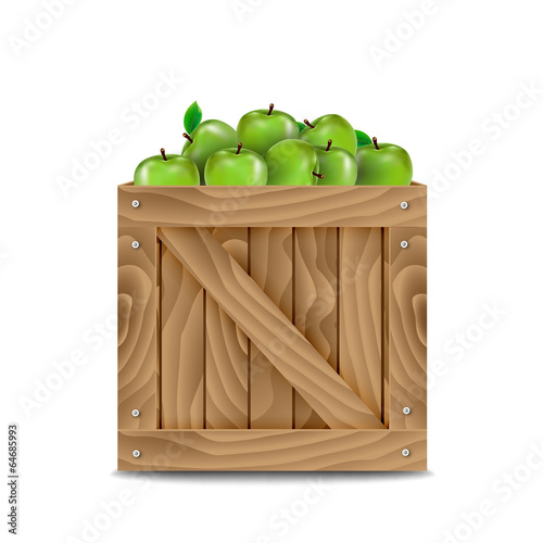 Wooden box full of apples