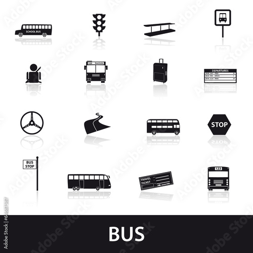 bus transport icons set eps10
