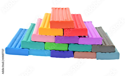 colored plasticine isolated on the white background