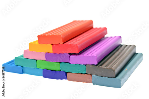 colored plasticine isolated on the white background