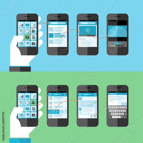 Flat design concept for smart phone services and apps