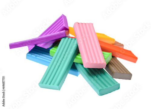 colored plasticine isolated on the white background