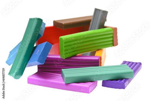 colored plasticine isolated on the white background