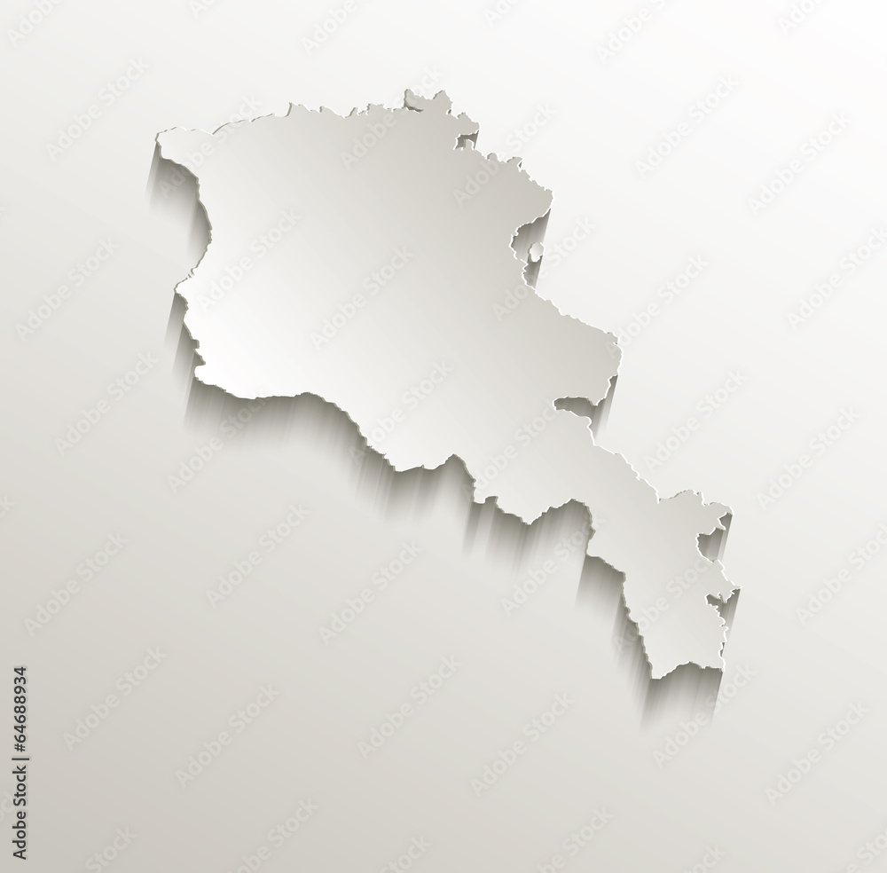 Armenia map card paper 3D natural vector