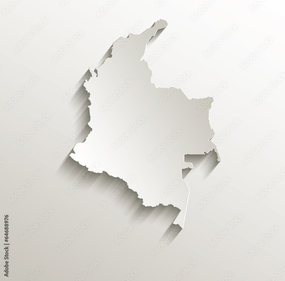 Colombia map card paper 3D natural vector