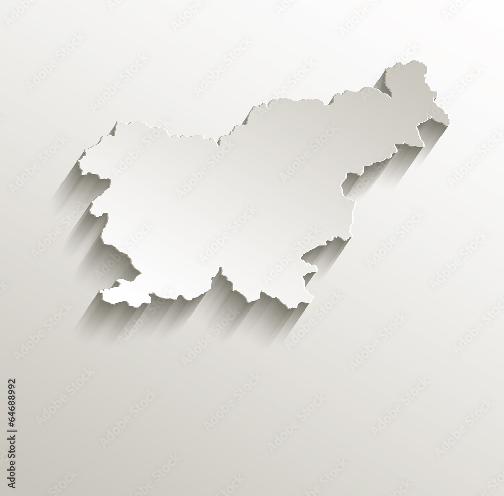 Slovenia map card paper 3D natural vector