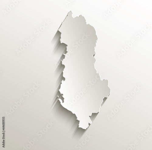 Albania map card paper 3D natural