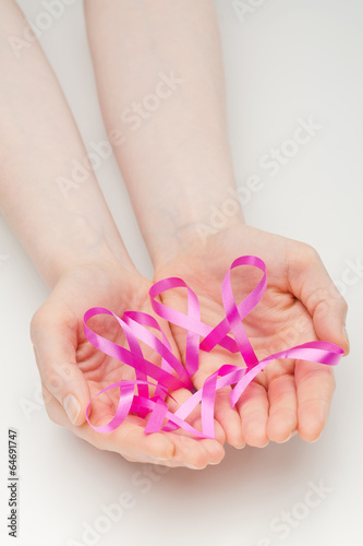 Open Hands with Pink Ribbons