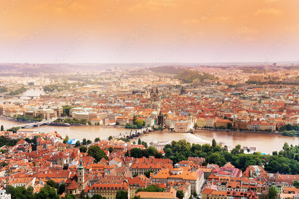 Fototapeta premium Cityscape and Charles Bridge in Prague